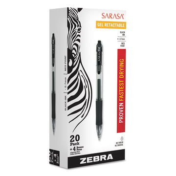 Zebra® Sarasa Dry Gel X20 Gel Pen Value Pack, Retractable, Medium 0.7 Mm, Black Ink, Smoke Barrel, 24-box freeshipping - TVN Wholesale